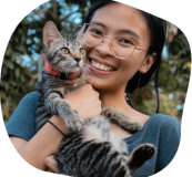 Anna holding her cat Bean